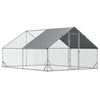 PawHut Chicken Walk-in Run, Galvanised Chicken Coop, Hen Poultry House Cage, Rabbit Hutch Pet Playpen Garden w/ Water-Resist Cover, 3 x 4 x 2m