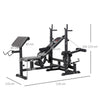 HOMCOM Weight Bench, 6 in 1 Adjustable Bench Press with Leg Extension, Barbell Rack, Preacher Curl Pad, Resistance Band, Multi-Function Home Gym Equipment for Strength Training Weightlifting