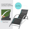 Outsunny 3 Pieces Sun Lounger Chair Set, Metal Frame Garden Outdoor Sunbathing Chair with Side Table and Armrest, Black