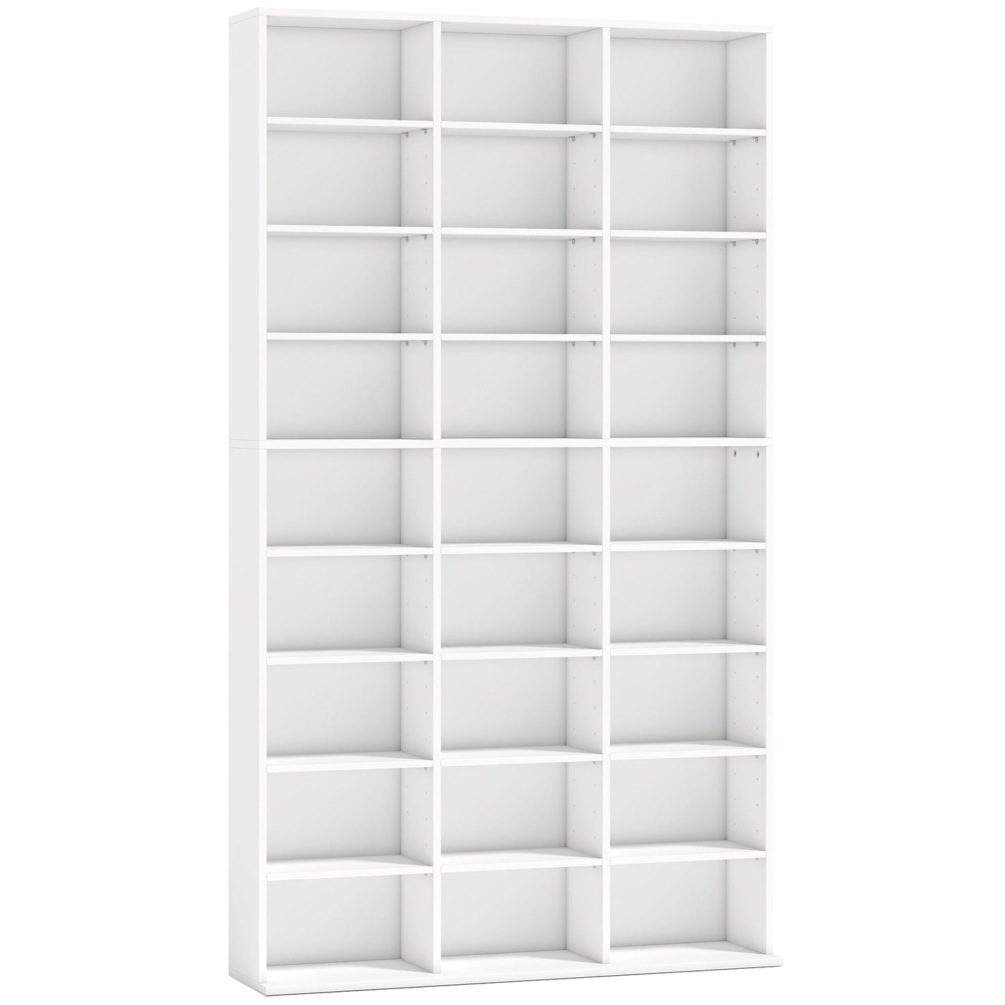 HOMCOM 835 CD/500 DVD Storage Unit, Blu-ray Media Storage Shelf with 27 Compartments and 21 Adjustable Shelves, White
