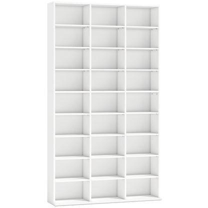 HOMCOM 835 CD/500 DVD Storage Unit, Blu-ray Media Storage Shelf with 27 Compartments and 21 Adjustable Shelves, White