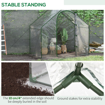 دفيئة خارجية صغيرة للطماطم من Outsunny Walk In Garden، مع إطار فولاذي وباب ونافذة بسحاب، وغطاء من البولي فينيل كلوريد، مقاس 180 × 100 × 168 سم، شفاف