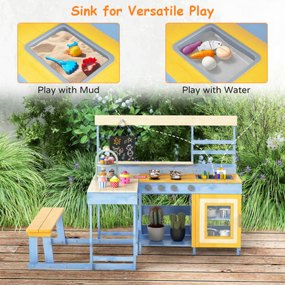 Mud kitchen sink with sand and water play options for children