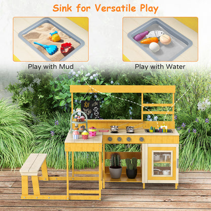 Mud kitchen with sink for versatile play with mud or water