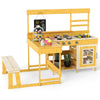 Fir Wood Mud Kitchen with Kids Picnic Table Play Kitchen-Natural