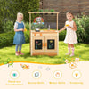 Fir Wood Play Kitchen with Planting Pots and Removable Sink for Backyard Garden-Natural