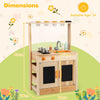 Fir Wood Play Kitchen with Planting Pots and Removable Sink for Backyard Garden-Natural