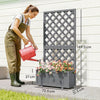 Outsunny Wood Planter with Trellis for Climbing Plants, Raised Bed, Planter Box with Drainage Holes to Grow Herbs Flowers, Grey