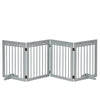PawHut Freestanding Pet Gate 4 Panel Folding Wooden Dog Barrier w/ Support Feet