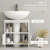 kleankin Pedestal Under Sink Cabinet with Double Doors, Modern Bathroom Vanity Storage Unit with Shelves, White
