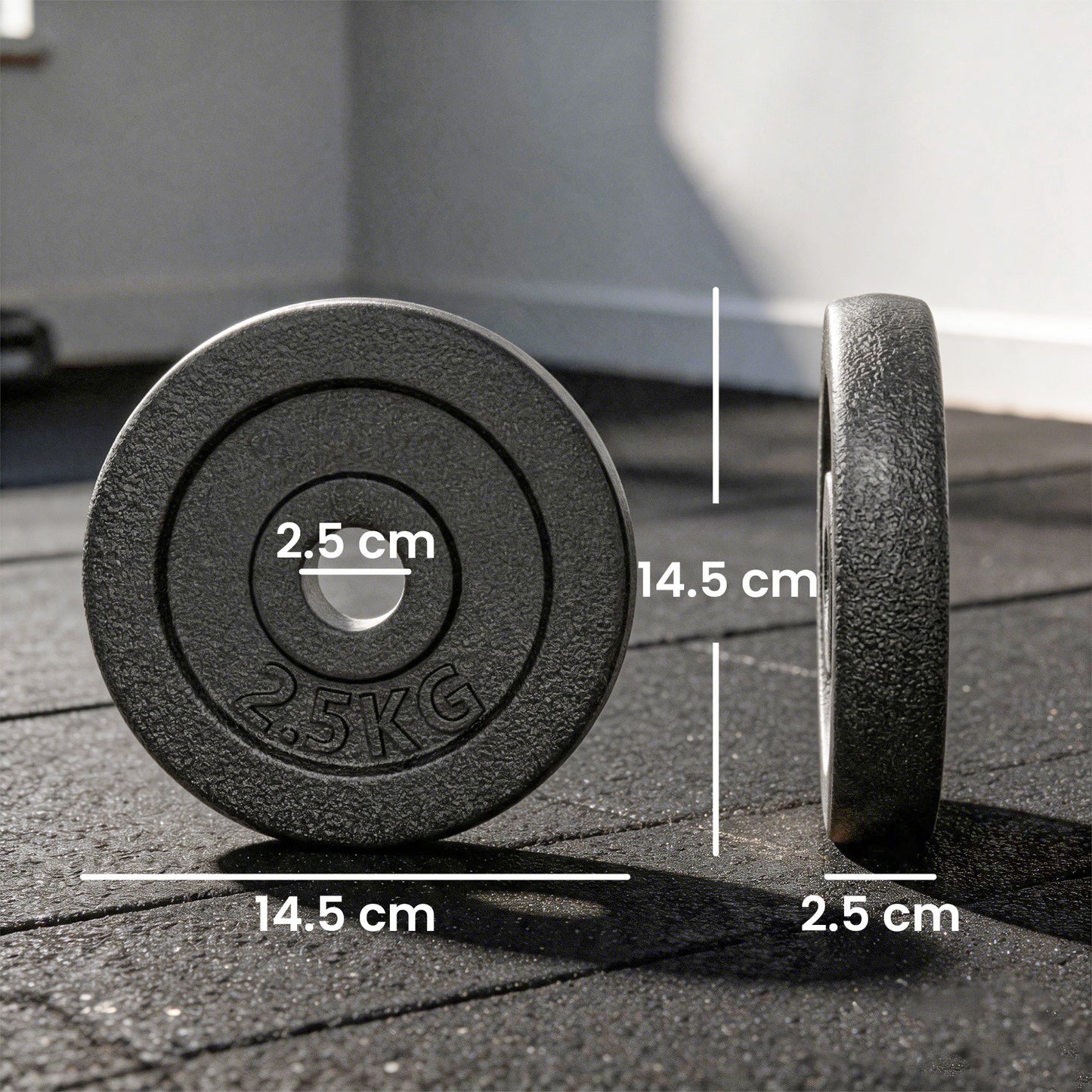 SPORTNOW Weight Plates Set, 1"/2.5cm Weight Disc Pair, 4 x 2.5kg Metal Dumbbell/Barbell Plates for Home Gym