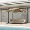 Outsunny 3 x 3 m Cantilever Parasol, Square Patio Umbrella with Crank Handle, Cross Base, Tilt, 360Â° Rotation, Khaki