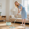 Flat Floor Mop and Bucket System with Washable Microfiber Pads-Green