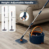 Flat Floor Mop and Bucket System with Washable Microfiber Pads-Navy