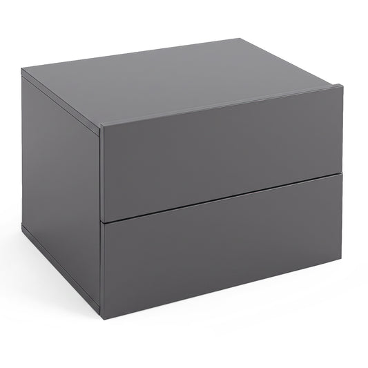 Floating Nightstand with two drawers, grey finish, front view