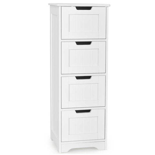 Floor Storage Cabinet freestanding white bathroom cabinet with four drawers