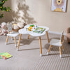 Flower-shaped Kids Table Set with 2 Child-sized Chairs and Wood Legs-White