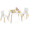 Flower-shaped Kids Table Set with 2 Child-sized Chairs and Wood Legs-White