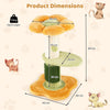 Flower Cat Tree 69 CM Tall Kitten Tower with Hanging Ball-Yellow