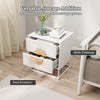 Fluted Nightstand Modern Mid Century Side Table-White