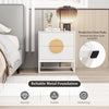 Fluted Nightstand Modern Mid Century Side Table-White
