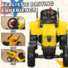 HOMCOM Kids Ride on Tractor with Back Trailer, Shovel & Rake, Horn, Four Wheels Tractor Toy for Child Toddler