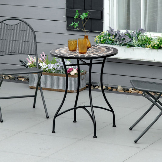 Outsunny Mosaic Outdoor Patio Table in Black