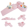 5-Piece Climb and Crawl Soft Play Set Foam Climbing Blocks-Pink