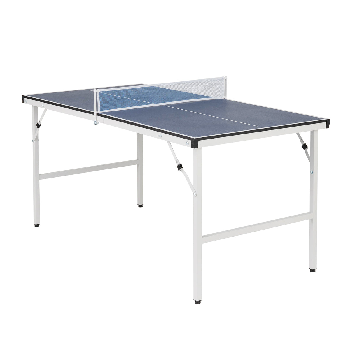 Foldable Ping Pong Table with net set up on a white background
