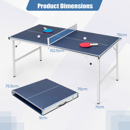 Dimensions of the foldable ping pong table, both open and folded