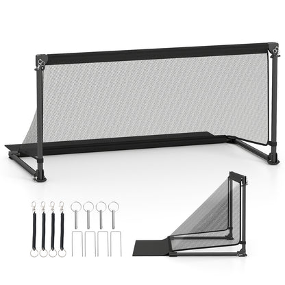 Foldable Pop-up Soccer Goal with Net-M set up with stakes and carry straps