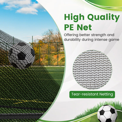 Close-up of the tear-resistant netting of the soccer goal