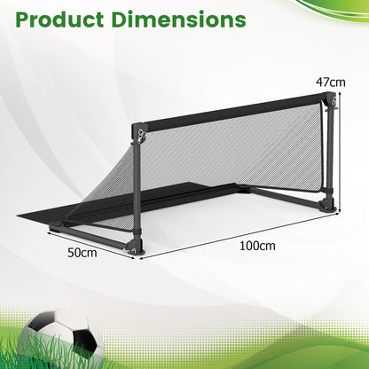Diagram showing the dimensions of the foldable soccer goal
