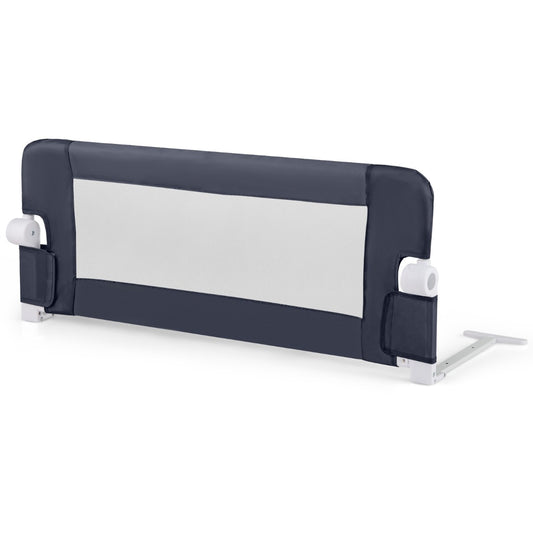 Foldable Toddler Bed Rail with Removable Oxford Cover in dark grey with white mesh centre