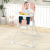 Foldable Baby High Chair with Removable Adjustable Tray-Pink