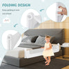 Foldable Bed Rail with Adjustable Safety Strap for Toddlers-White