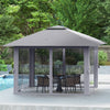 Foldable Canopy Tent with Mesh Netting and Double Roof -Grey