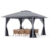 Foldable Canopy Tent with Mesh Netting and Double Roof -Grey
