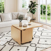 120cm Extendable and Foldable Coffee Table with Storage Cabinet and Wheels-Oak