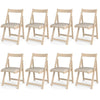 Foldable Dining Chair Set of 8 with Padded Seat and Curved Backrest-Beige