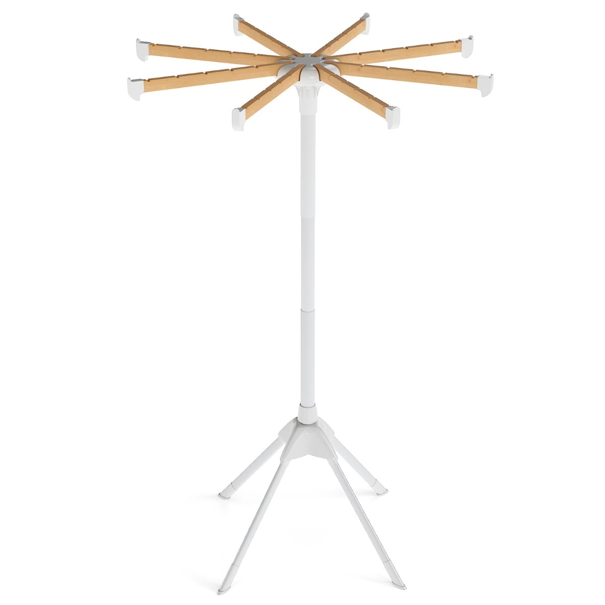 Foldable Laundry Drying Rack with 8 Bamboo Hanging Rods and 4-Legged Design