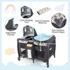 Foldable Pack and Play Portable Baby Playard with Rocking Bassinet and Diaper Changing Table-Blue