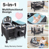 Foldable Pack and Play Portable Baby Playard with Rocking Bassinet and Diaper Changing Table-Blue