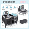 Foldable Pack and Play Portable Baby Playard with Rocking Bassinet and Diaper Changing Table-Blue