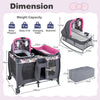 Foldable Pack and Play Portable Baby Playard with Rocking Bassinet and Diaper Changing Table-Pink