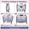 Foldable Pack and Play Portable Baby Playard with Rocking Bassinet and Diaper Changing Table-Pink & Grey