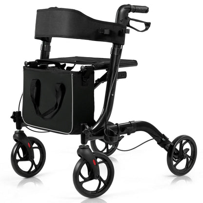 The mobility aid viewed from the opposite side showing the wheels and brake cables