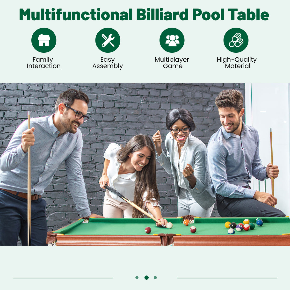People playing a multiplayer game on the billiards table