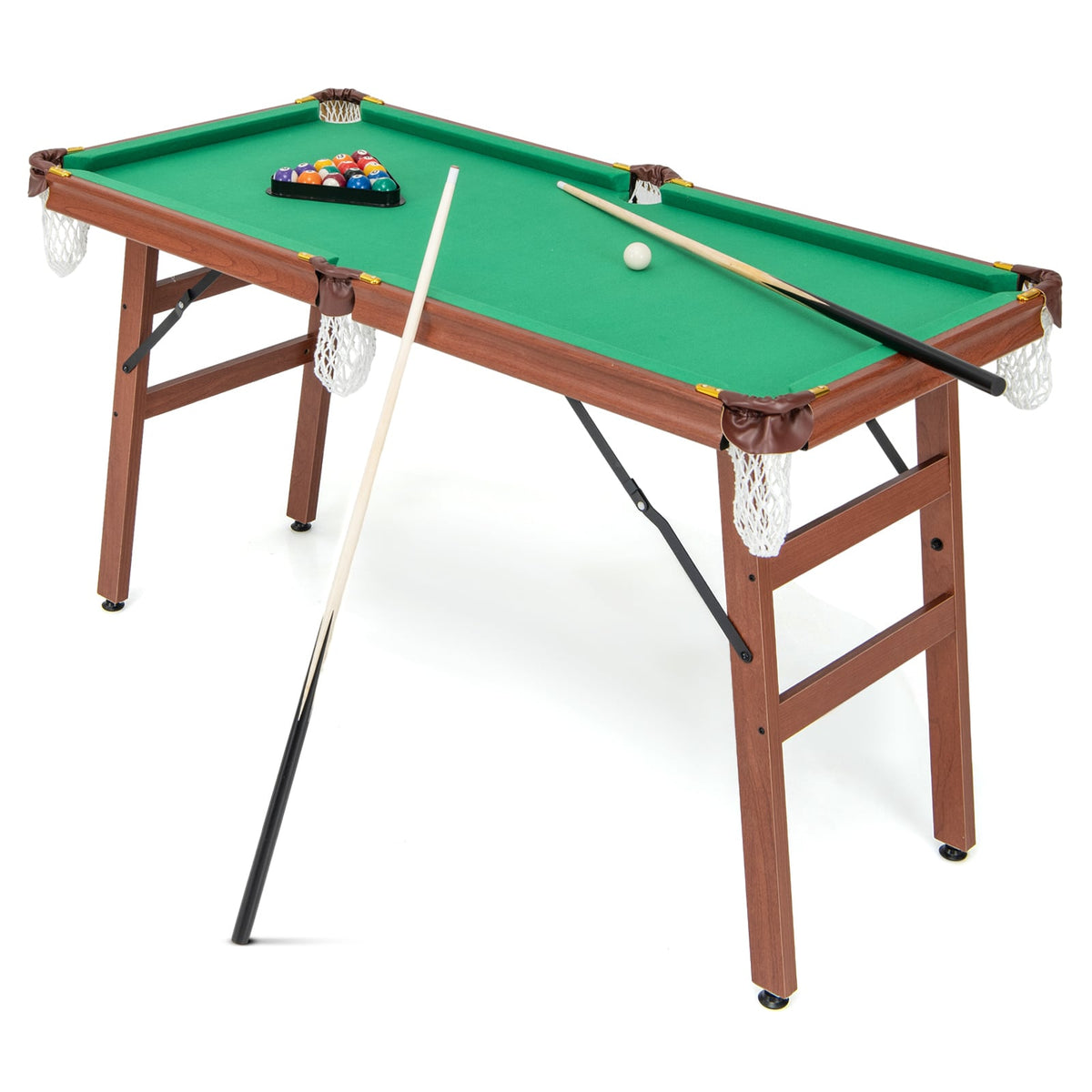 Folding Billiards Table Set with green baize and wooden legs