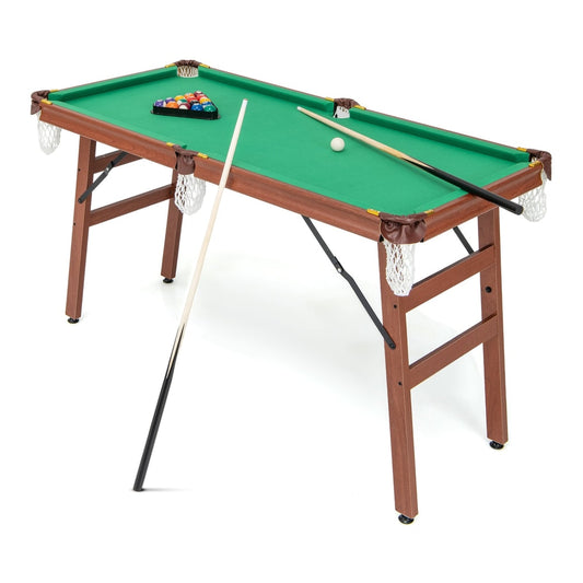 Folding Billiards Table Set with green baize and wooden legs